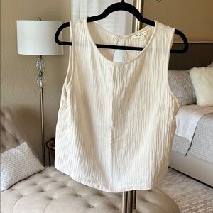Max Studio Cream Textured Sleeveless Top